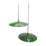 Duo of wall lamps in enamelled plate