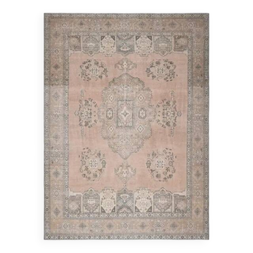 Tapis d'aire surdimensionné persan fait main vintage des années 1970 orange 286x387