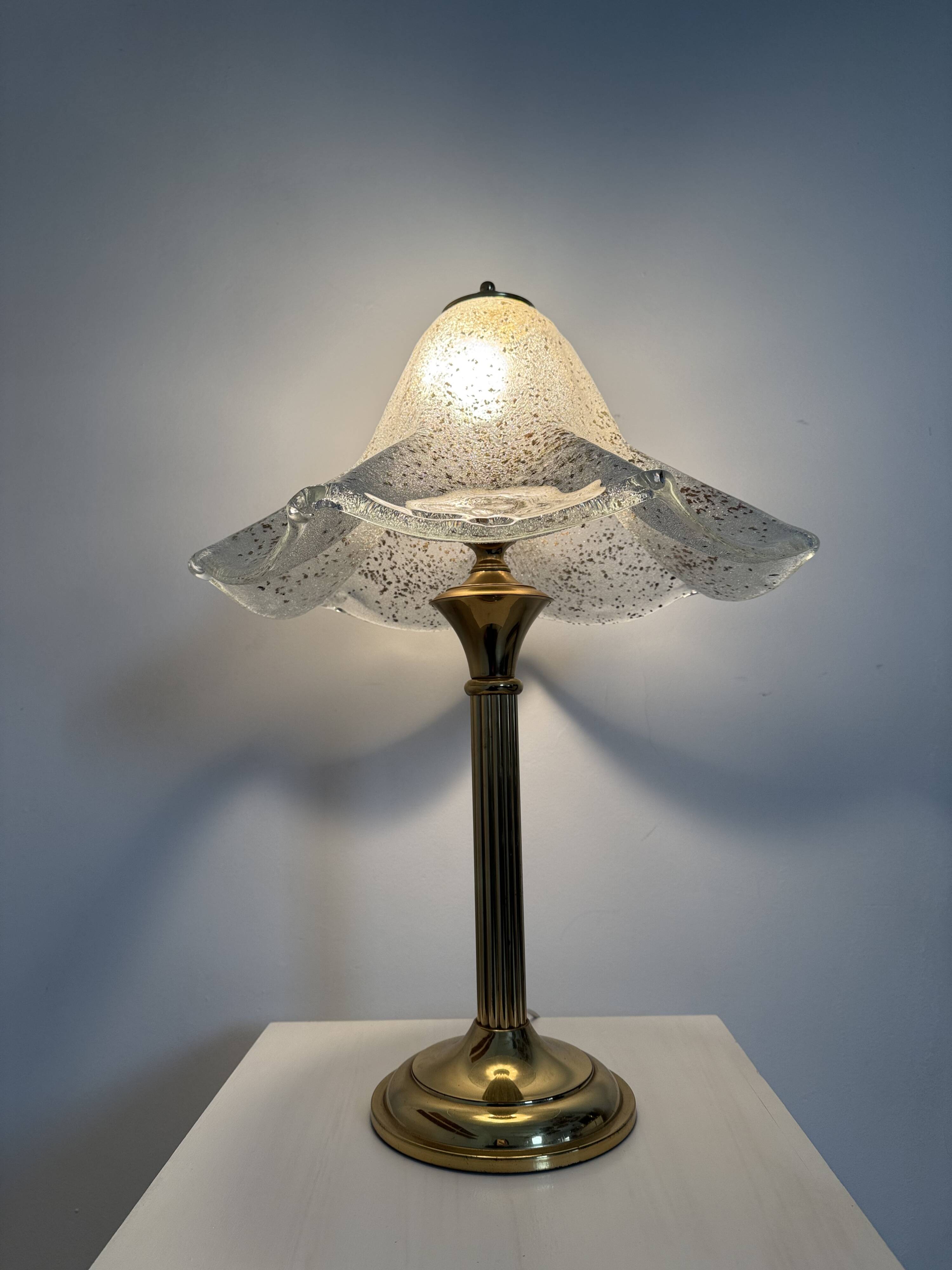 Mid century glass table lamp , 1970s