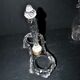 Antique oil and vinegar set in moulded crystal with bamboo torso, signed Saint-Louis, registered 1900.