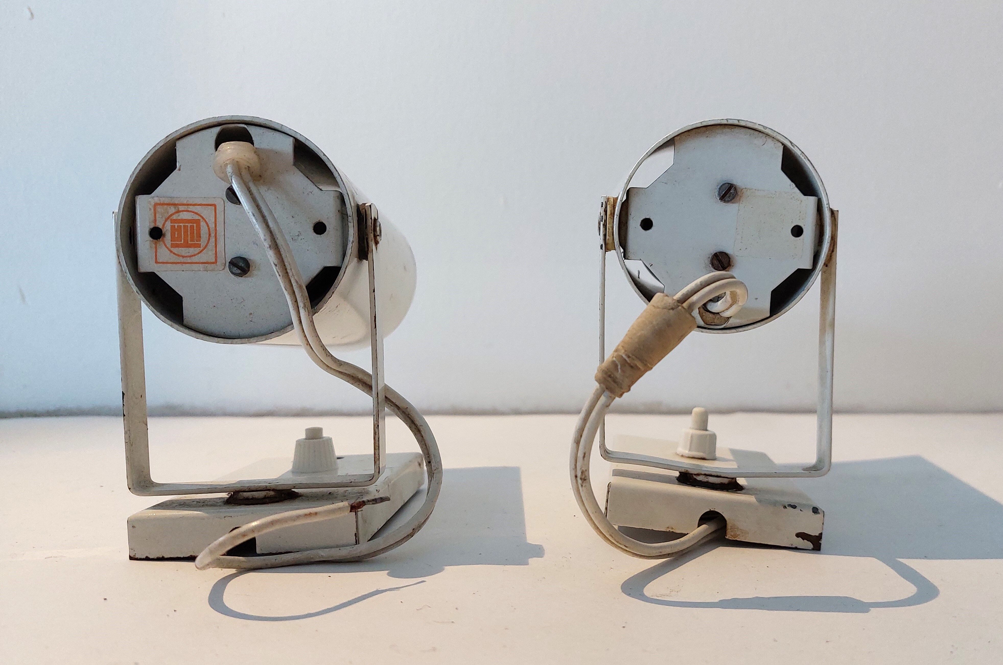 Pair of modernist wall lamps Lita model 0234 white Vintage.
