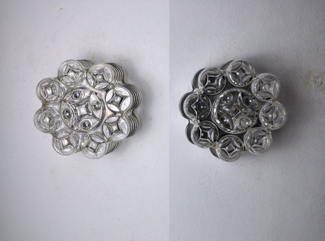 Pair of wall lamps by WILLA, geometric glass, Germany, 1960