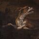 Peinture italienne antique d'une scène de chasse au cerf du XVIIIe siècle