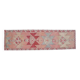 1970s Vintage Turkish Handmade Wool & Cotton Pink Runner Rug 100X349