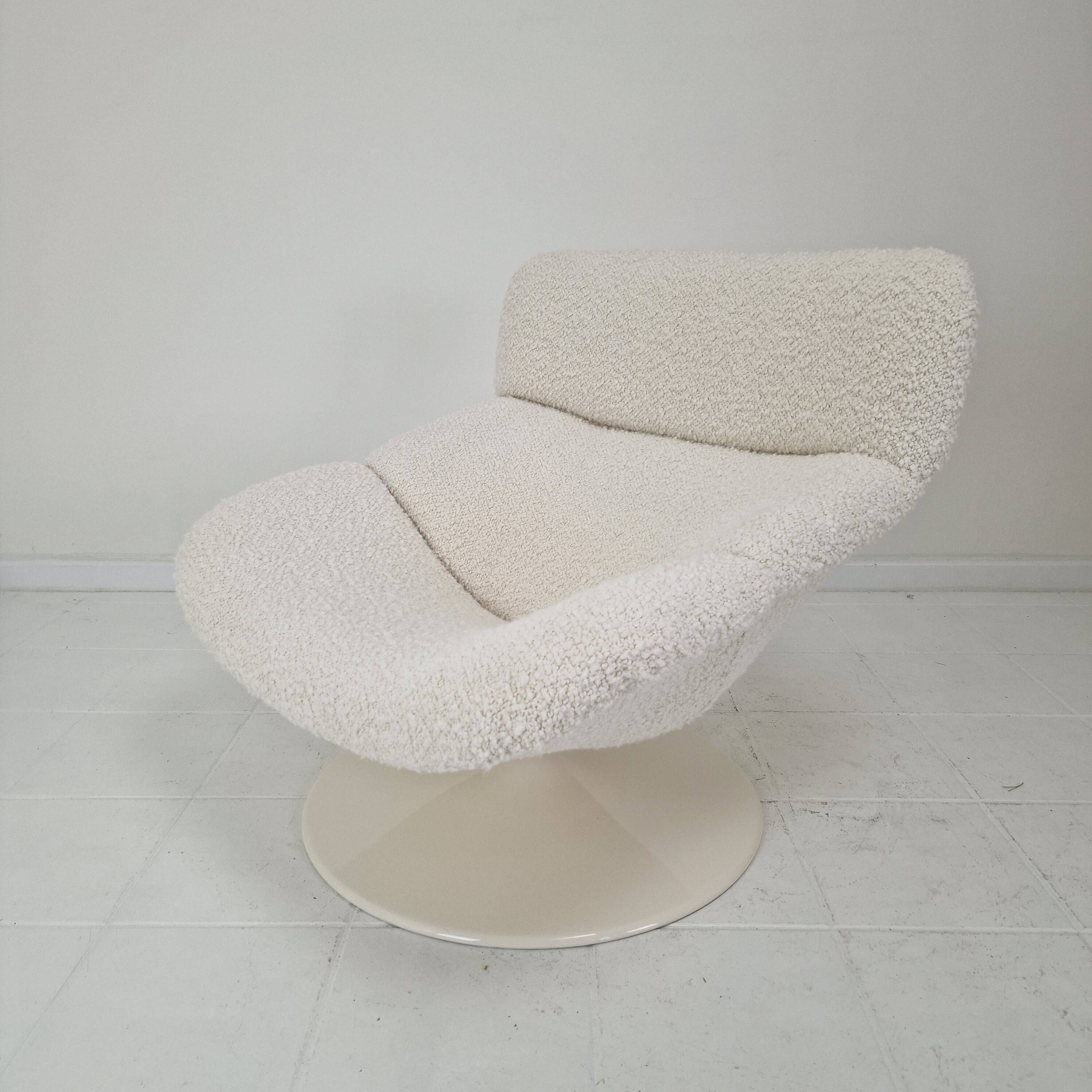Restored Artifort F518 Lounge Chair by Geoffrey Harcourt in Bouclé Fabric,