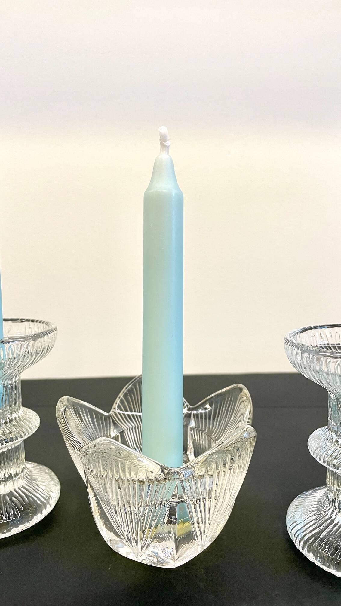 Bougeoirs cristal façon littala vintage