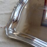 Grand plateau de service vintage en métal argenté