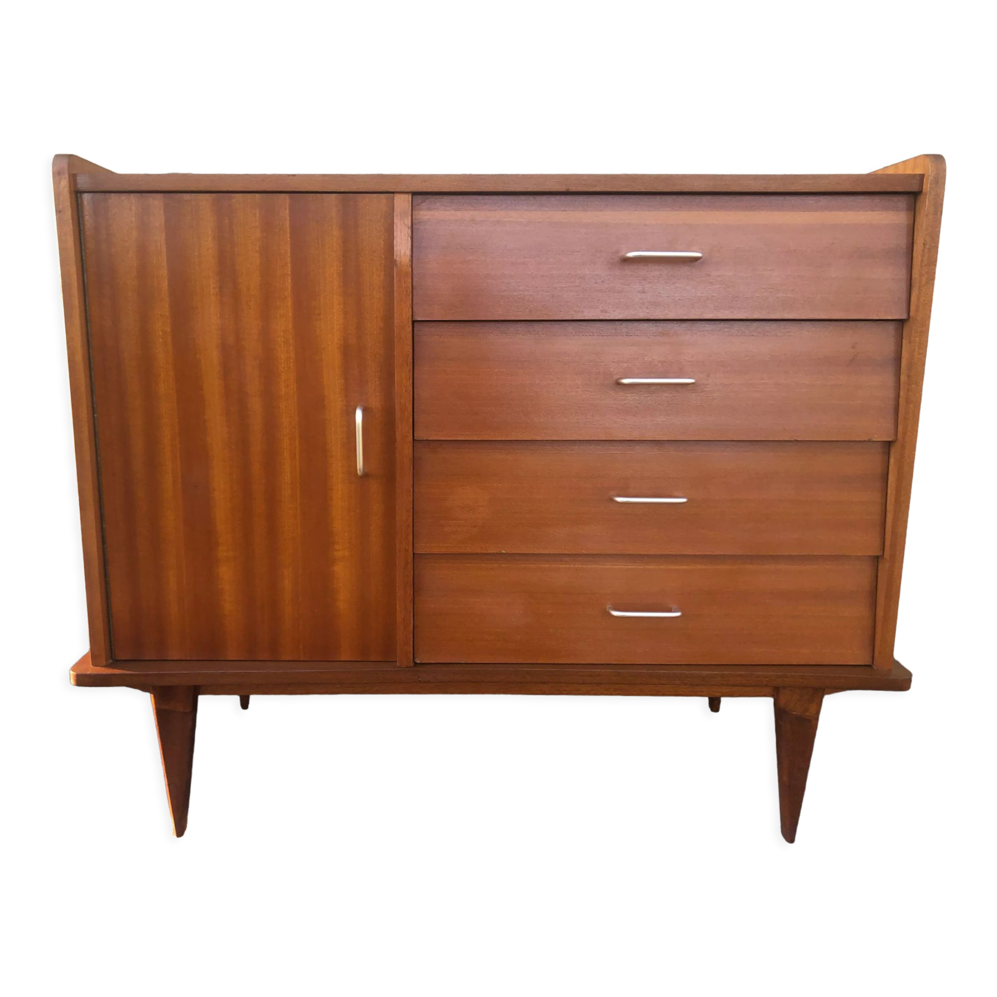Scandinavian chest of drawers with 4 drawers and storage, circa 60's