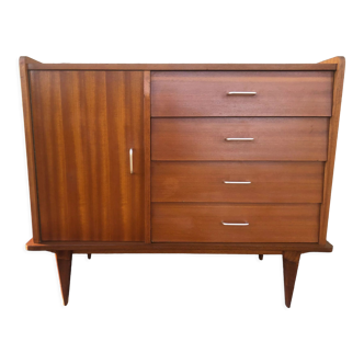 Scandinavian chest of drawers with 4 drawers and storage, circa 60's