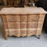 Louis XV chest of drawers in raw wood with 3 drawers
