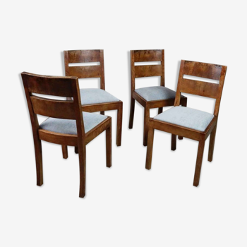 Set of 4 reupholstered art-deco chairs