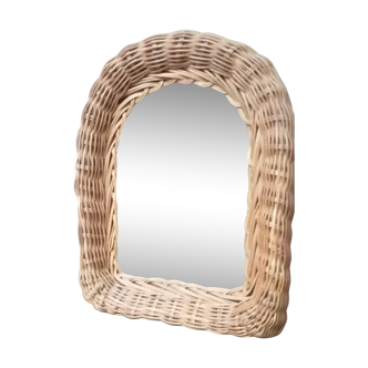 vintage rattan mirror