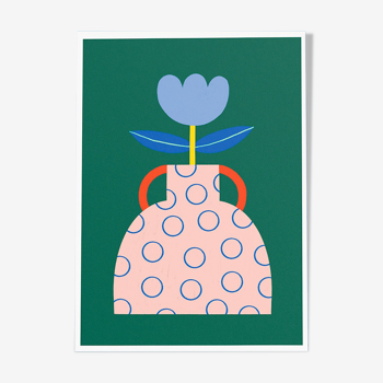 Illustration vase fleuri - affiche kids friendly
