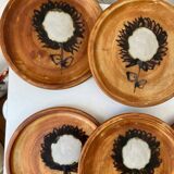 Suite de 6 assiettes à dessert décor tournesol la colombe Vallauris