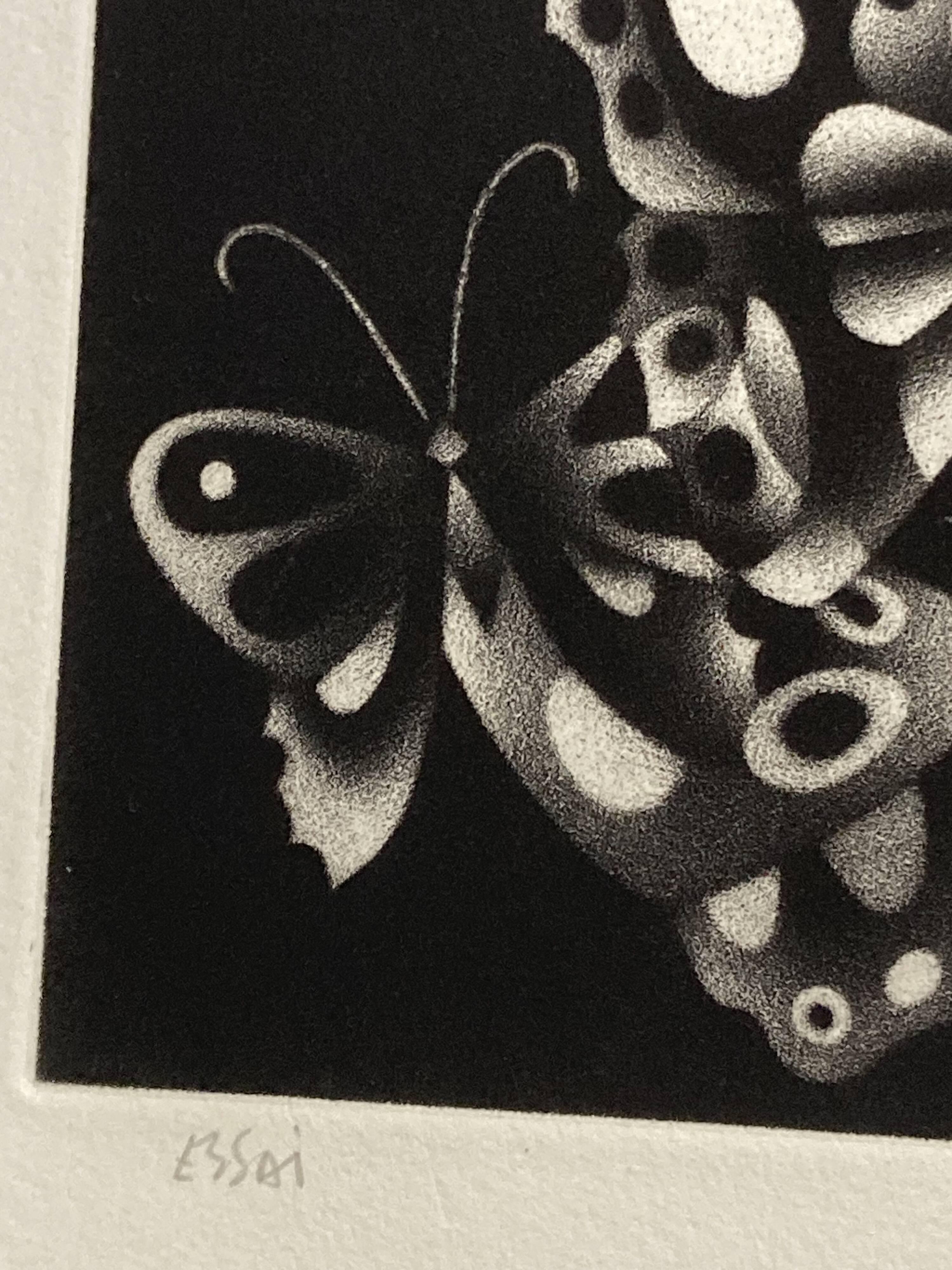 Mario avati (1921-2009), butterflies, black manner, 1970