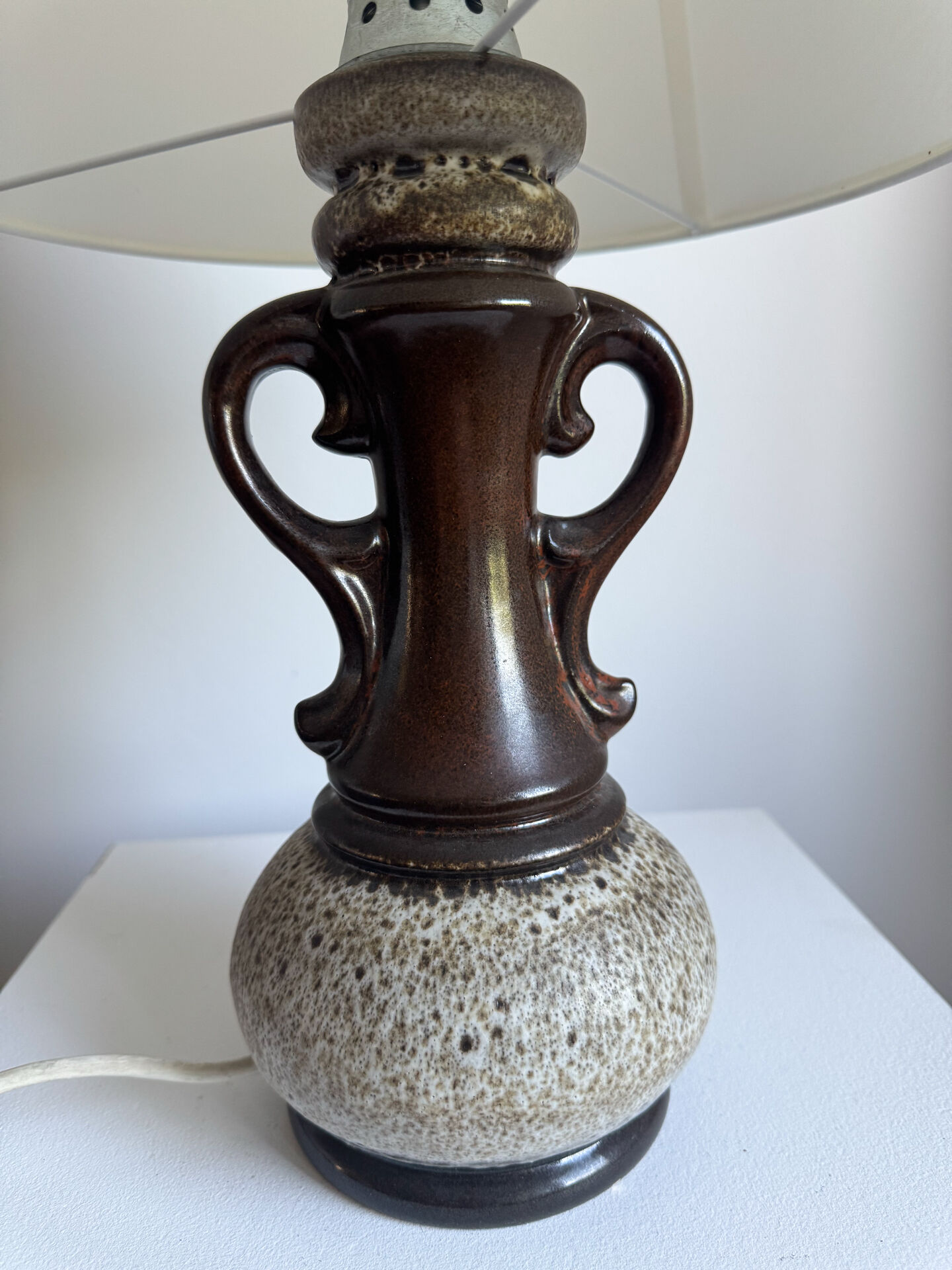 Vintage Mid Century Modern German Handmade Fat Lava Ceramic Table Lamp