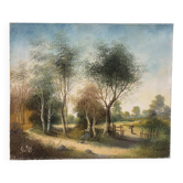 Path under the tall trees, oil on canvas signed
