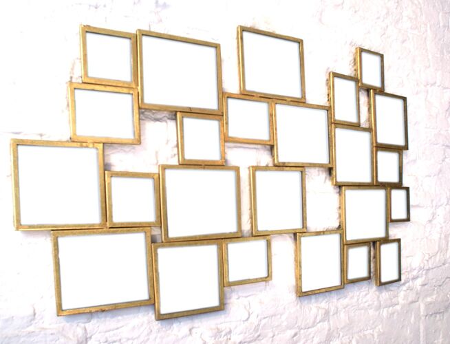 Miroir en métal doré à la feuille 106x63cm