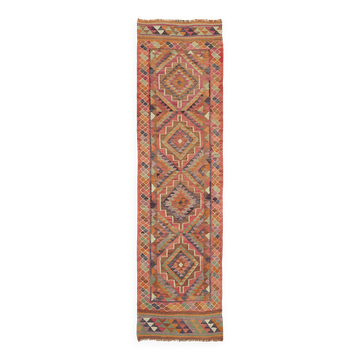 Turkish Handwoven Vintage Herki Kilim 97 cm x 317 cm
