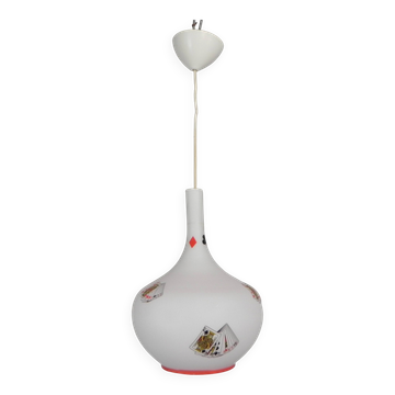 Suspension Murano avec motifs de cartes à jouer en verre opalin, années 1960