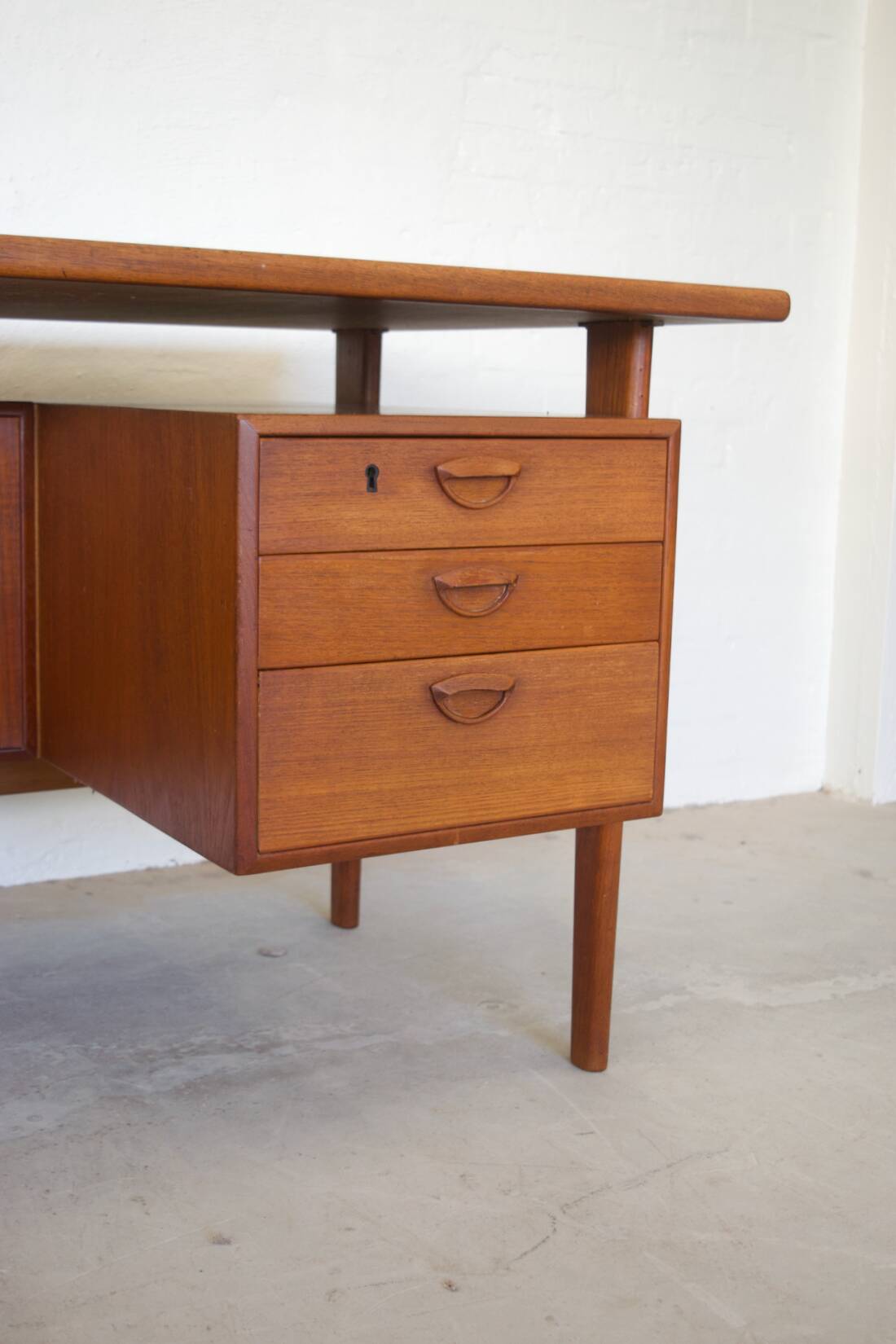 FM60 Executive Desk in Teak by Kai Kristiansen for Feldballes Møbelfabrik, 1960s