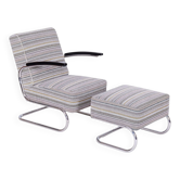 Ensemble de fauteuil et repose-pieds Bauhaus tchèque attribué à W. Gispen pour Mücke-Melder, années 1930, ensemble de 2.