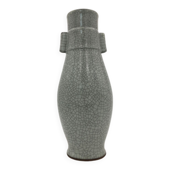 Grey vase HU shape cracked ceramic China