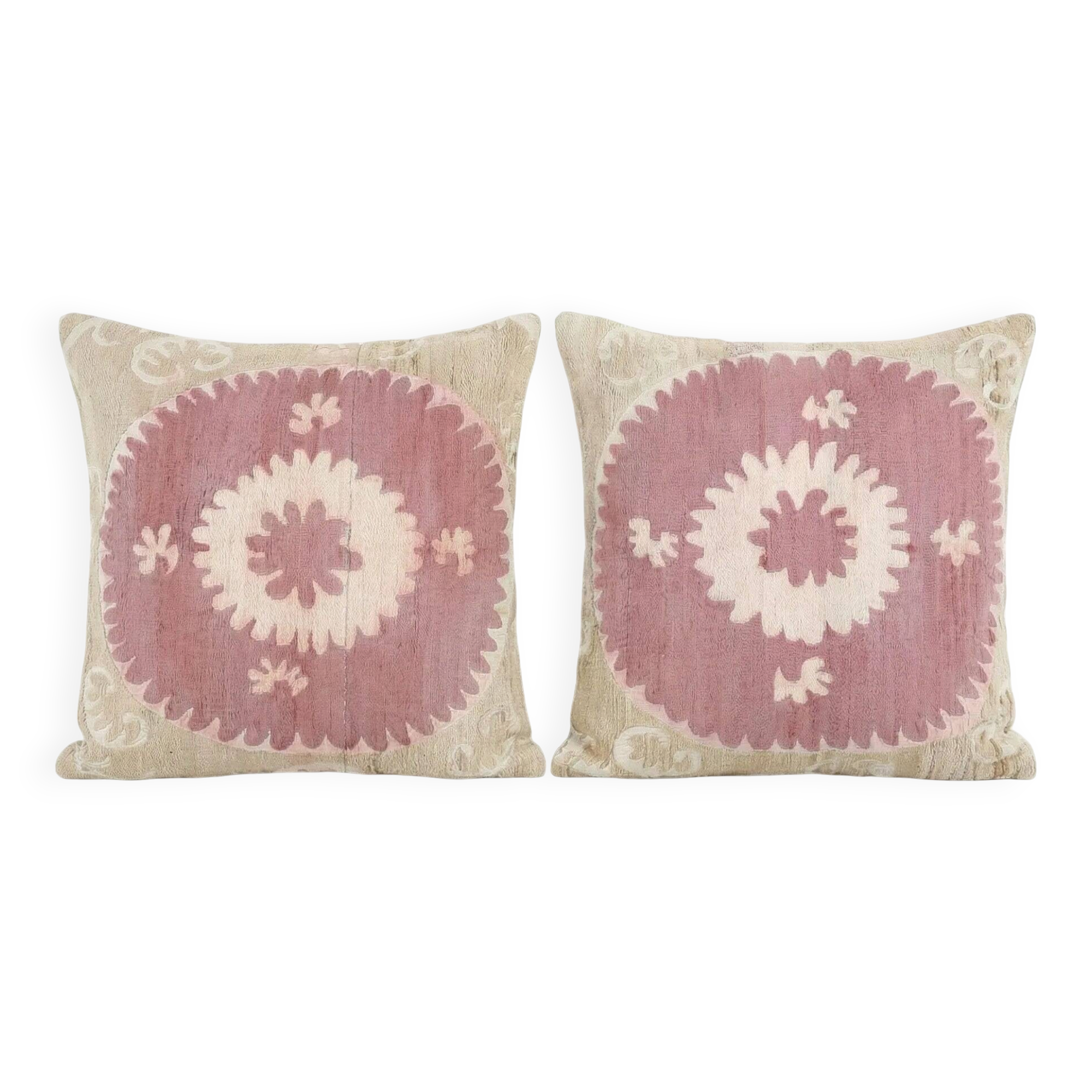 Set of 2 vintage embroidered cushion covers 58x64 cm