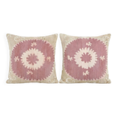 Lot de 2 housses de coussin brodées vintage 58x64 cm