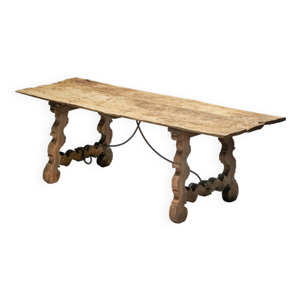 Table à Tréteaux Rustique d'Art Populaire, Espagne, 19ème Siècle