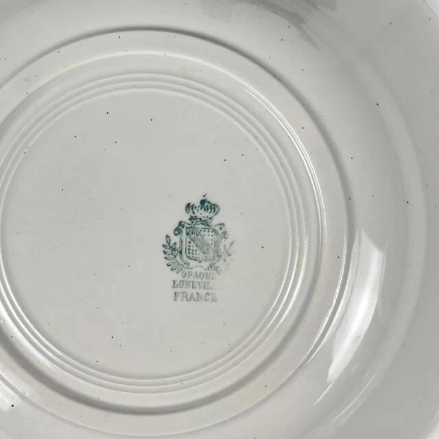 Set of 8 deep plates model "Oeillet", KG Lunéville, ironstone, 19th century