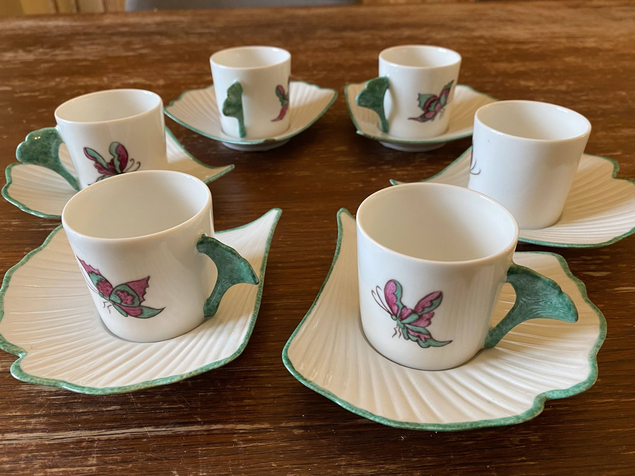 6 Hand Painted Limoges Porcelain Cups and Saucers