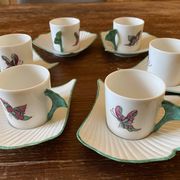 6 Hand Painted Limoges Porcelain Cups and Saucers