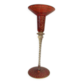 Venetian style glass candlestick, red and gold