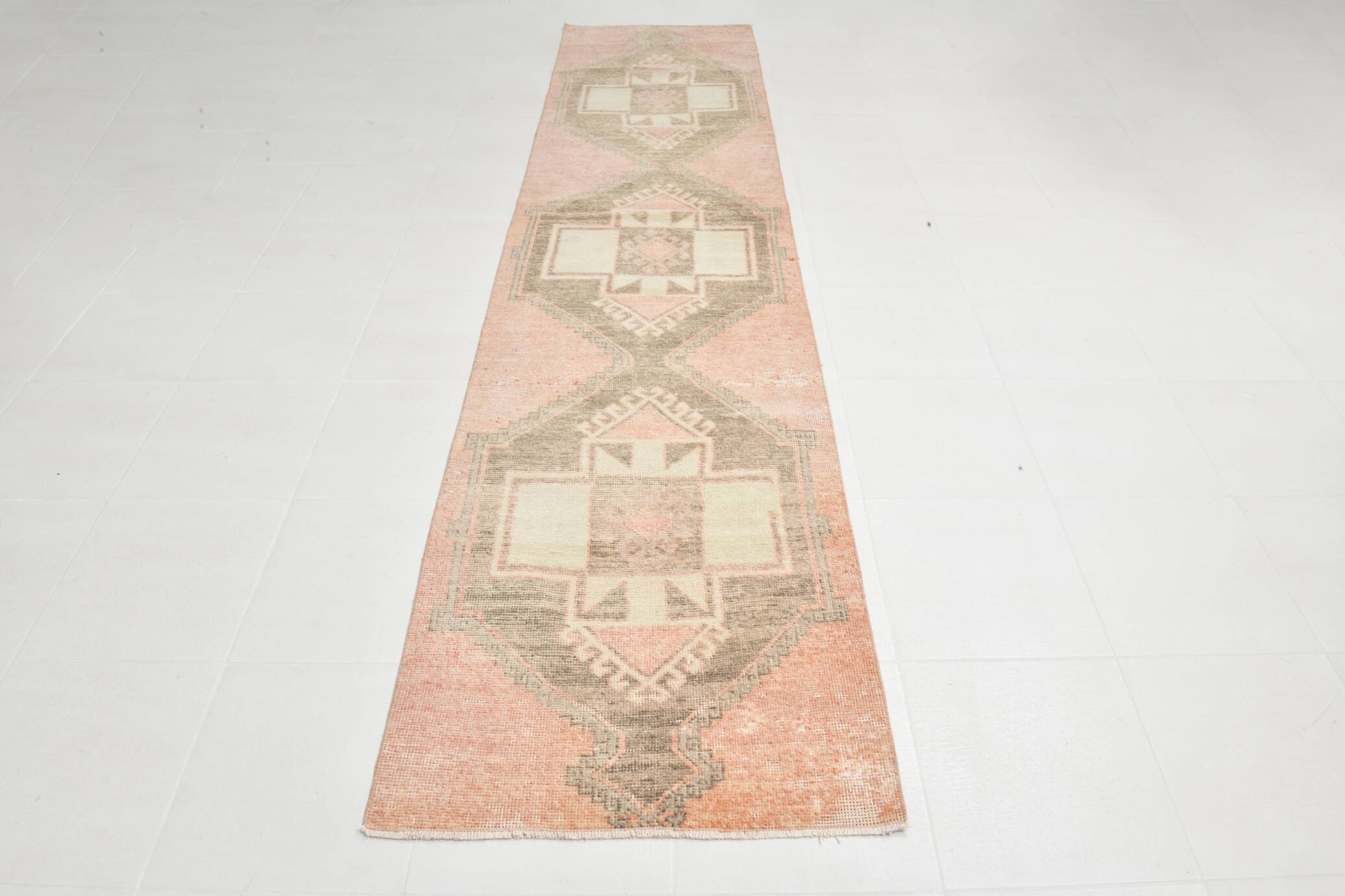 Wool Vintgae Runner Rug, Mid-Century Textile Runner Rug, 86x367 Cm