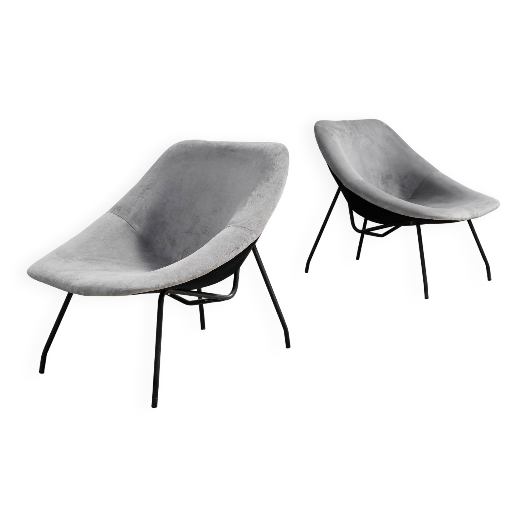 Pair of 1950's modernist lounge chairs by GAR, France
