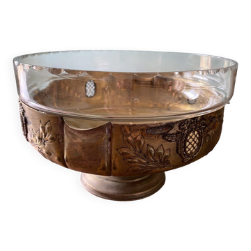 Compote dish / Antique Louis XVI centrepiece in spelter and glass – Early 20th century