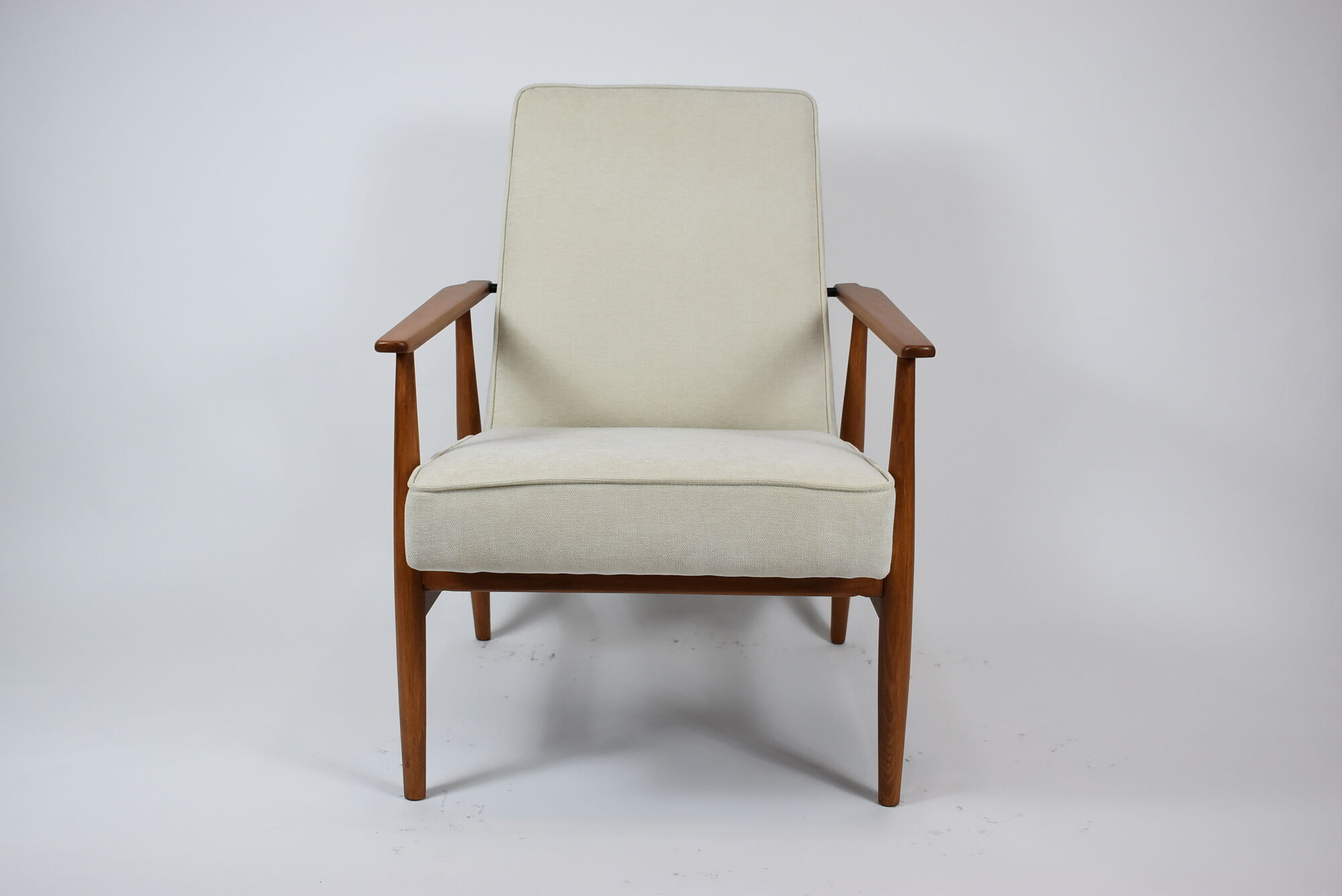 Vintage original armchair "Fox" designed by H. Lis 1970s, beige fabric, fully renovated