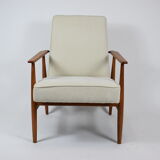 Vintage original armchair "Fox" designed by H. Lis 1970s, beige fabric, fully renovated