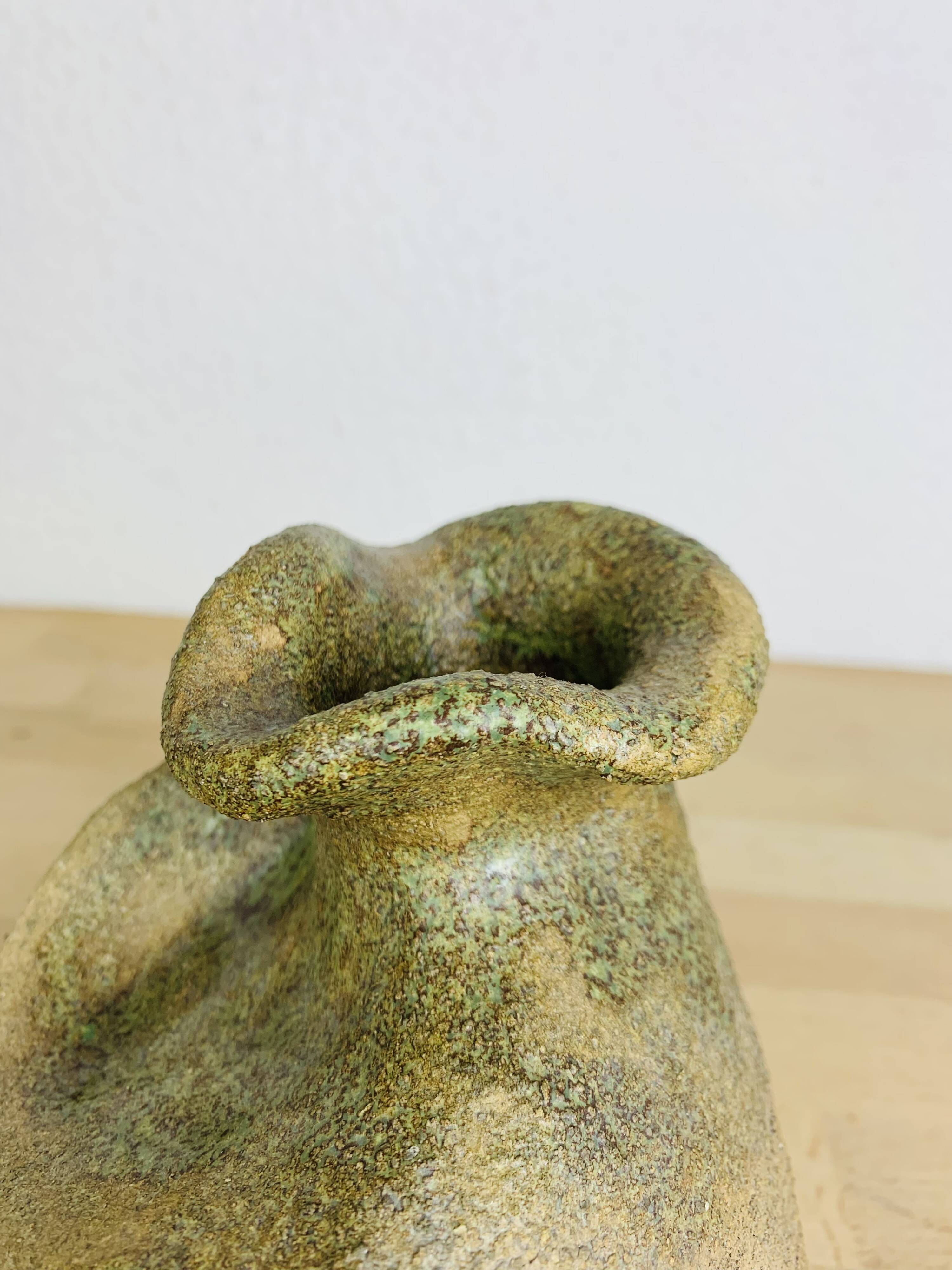 Vase boule forme libre grès vintage