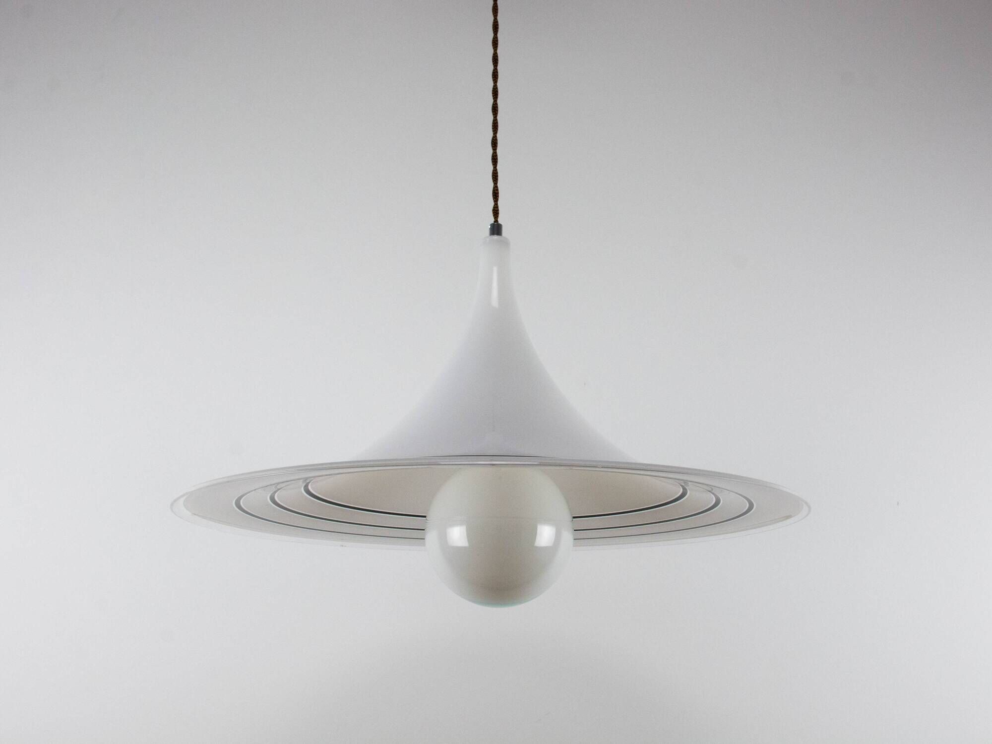 Vintage Black And White Meblo "Albatros" Trumpet Pendant Lamp
