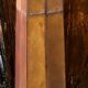 Vintage 80s design floor lamp in leather and brass.
