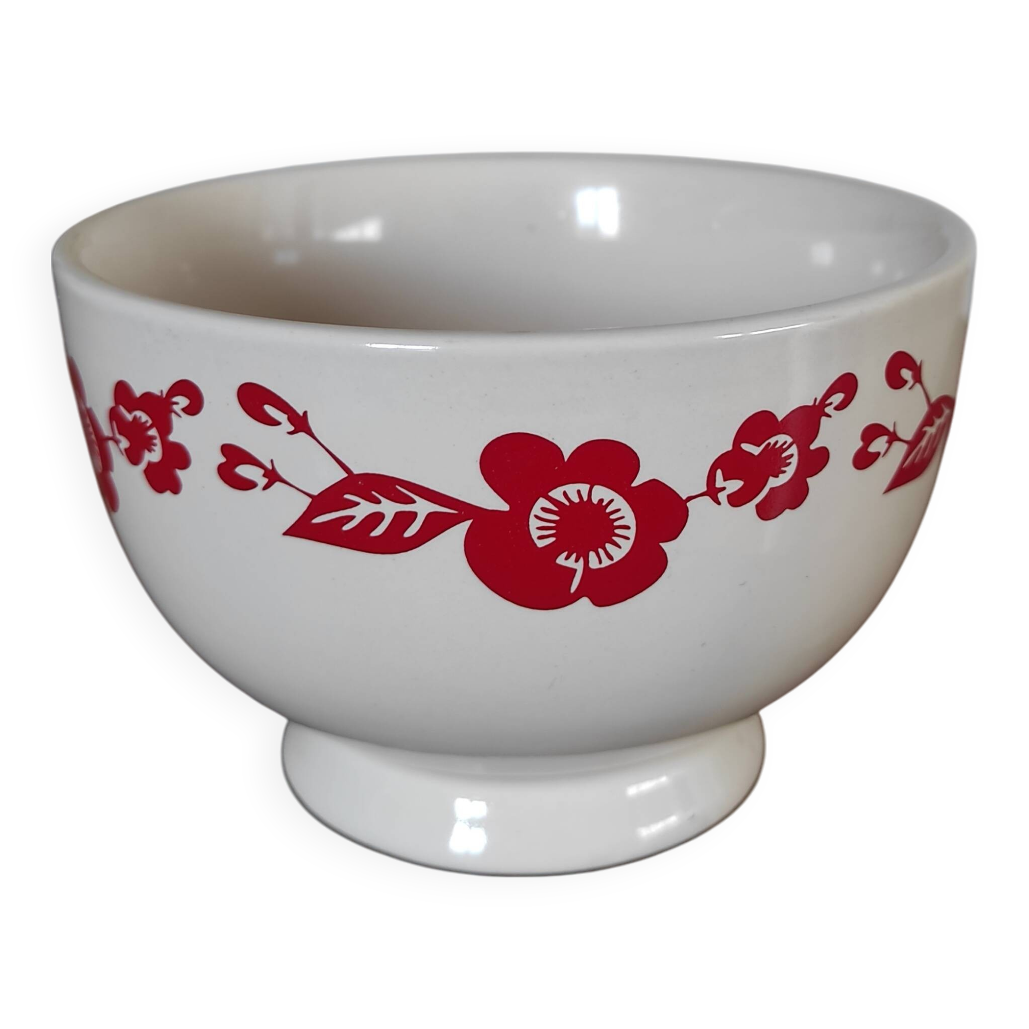 Vintage bowl with red flowers