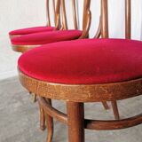 Set of 6 Vintage Bentwood Dining Chairs Set: 1970s , Red Uphols
