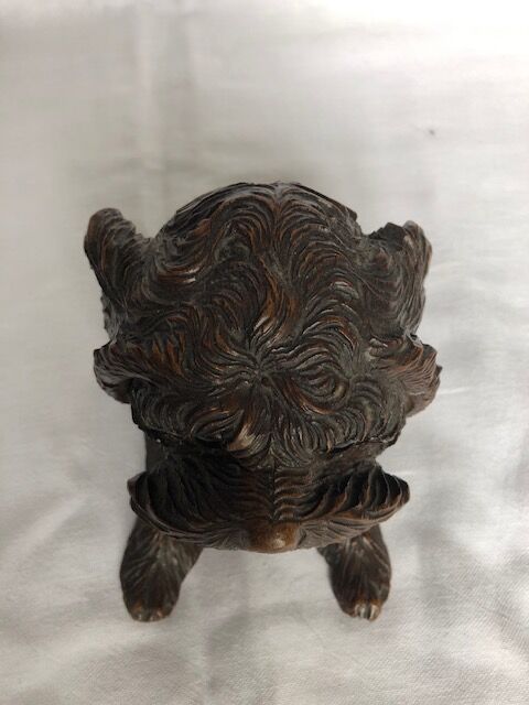 Carved wood inkwell Swiss dog