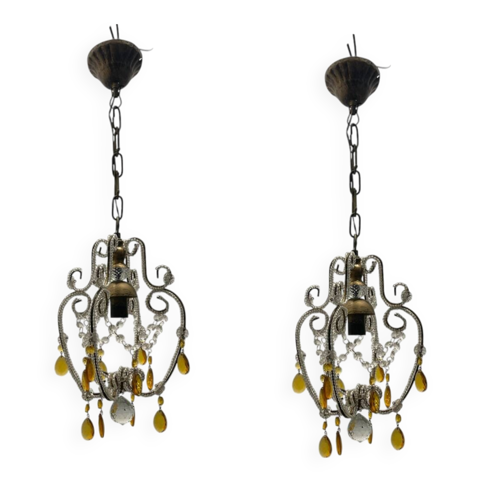 Glass Beaded Petit Crystal Chandeliers Set of 2
