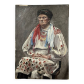 Portrait de femme en costume traditionnel, XXe