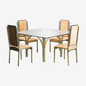 Ensemble de table à manger et quatre chaises des années 70 vintage