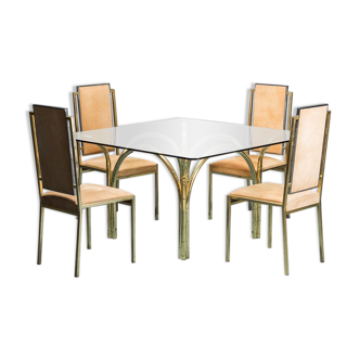 Ensemble de table à manger et quatre chaises des années 70 vintage