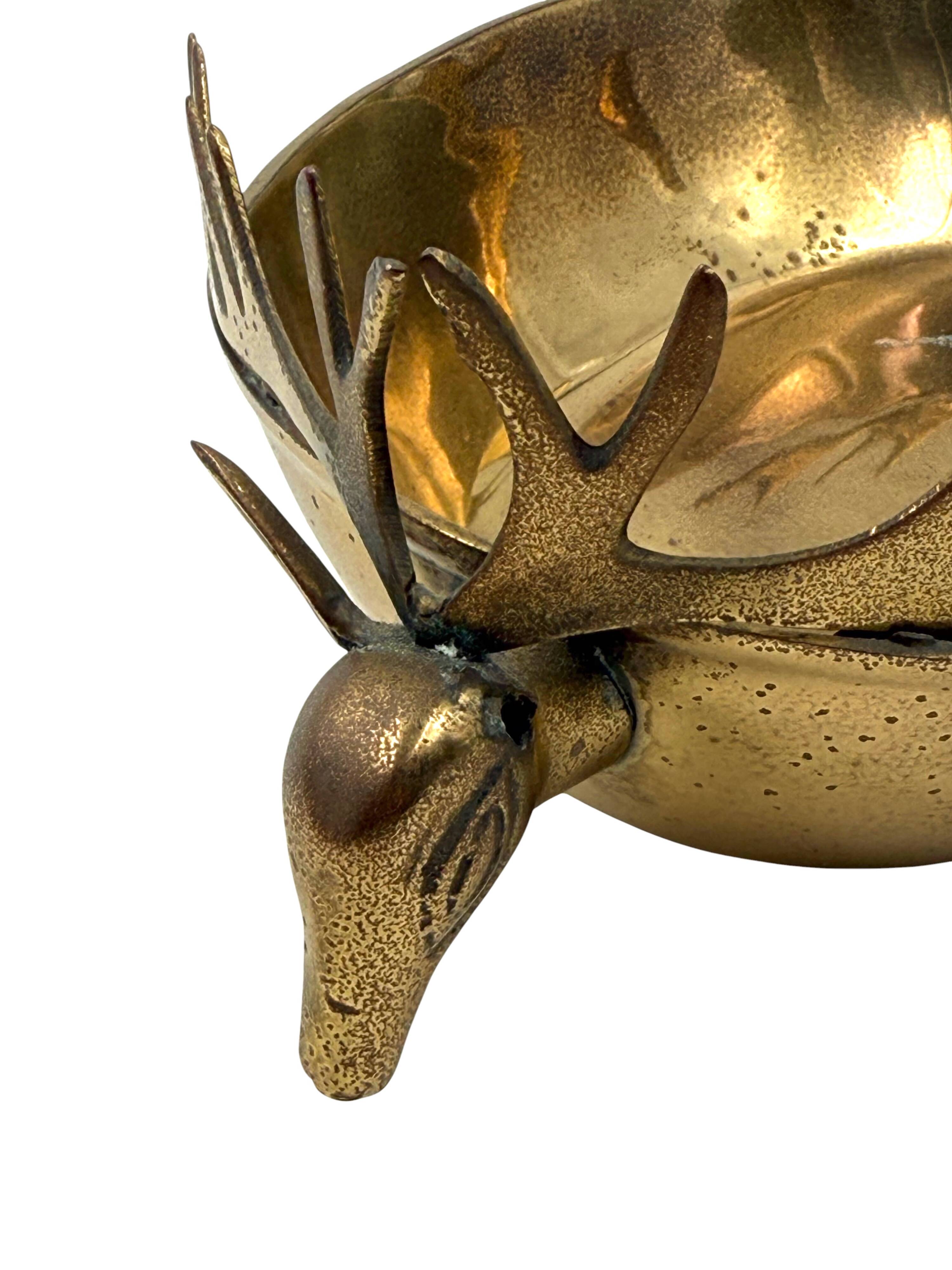 Mid-century Modern brass deers centerpiece / bowl, France 1970s